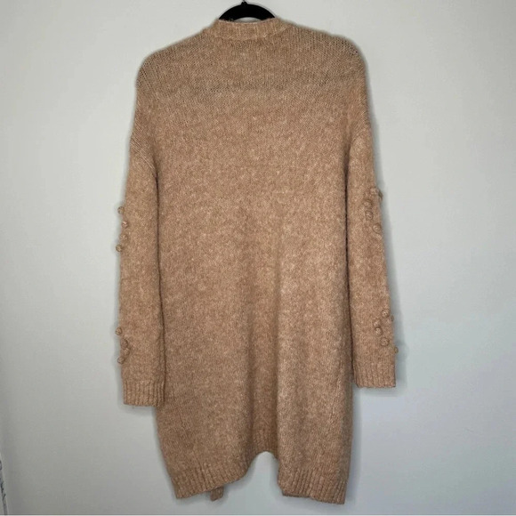 Doe & Rae Tan Neutral Bobble Long Line open front cardigan Size Large Neutral - Picture 12 of 13